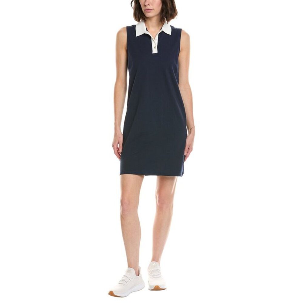 Stella Parker Womens Edie Contrast Collar Polo Shirtdress, Navy